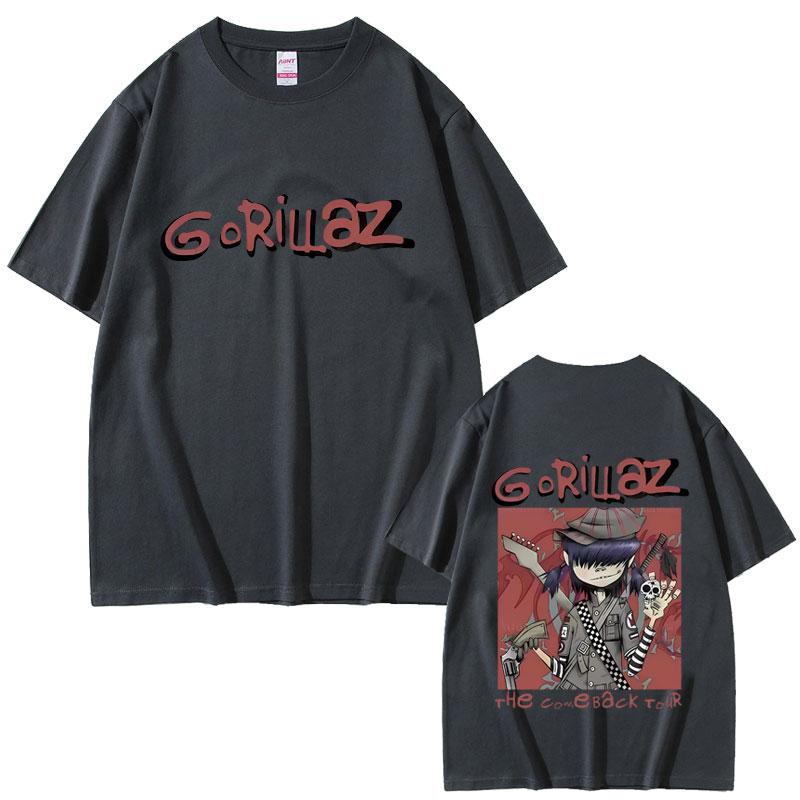 Rock Band Gorillaz The Come Back Tour Tshirt Men Women Hip Hop Fashion Oversized Streetwear Male Gothic Punk Short Sleeve Tees
