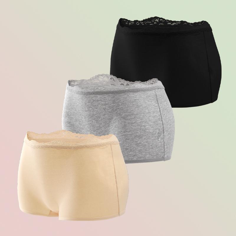 3pcs/set Cotton Boxers Underwear For Women Ladies Sexy Lace Safety Short Pants Seamless Large Size Boyshorts Low Waist Lingerie