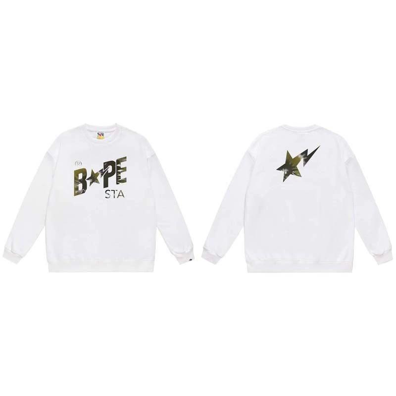 BAPE-Style Heavyweight Cotton Crewneck Sweatshirt Mens Oversized Streetwear Pullover Fall