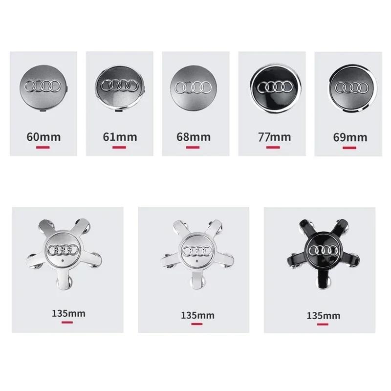 For Audi A5 4Pcs 60/61/68/69/77/135mm Car Wheel Hub Caps Center Rim Cover Badge Decoration Accessories For Audi A4 A5 A6 A7 A8 Q5 Q7 Hubcap