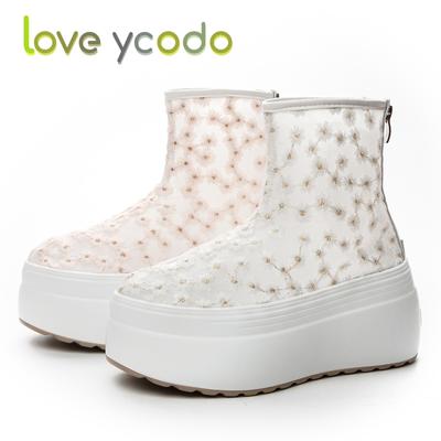 Брендовые летние дышащие сапоги Love Ycodo на толстой подошве, модные сетчатые сапоги с увеличением, удобные дышащие ботинки на толстой подошве для девочек и студентов