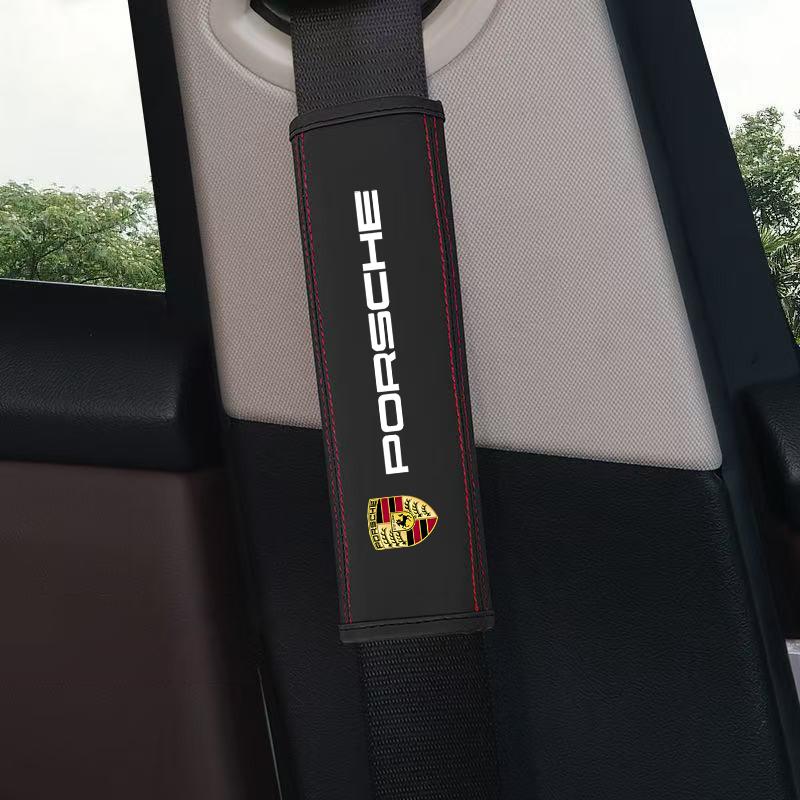 2 шт. Кожаная Защитная Накладка на Плечо Ремня Безопасности Автомобильного Сиденья Для Porsche Cayman 911 718 Cayenne Panamera Macan Taycan Boxster