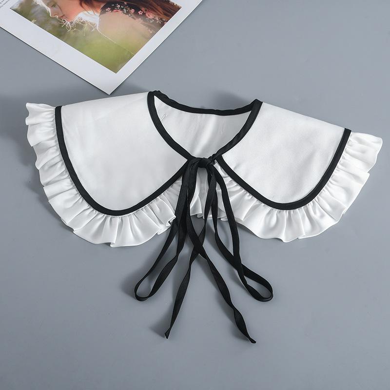 Fashion Women Girls Lolita Doll Shawl Fake Collar Embroidery Necklace Lapel Blouse Shoulder Wrap Short Capelet False Collar