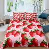 Комплект постельного белья с клубникой, комплект постельного белья размера «king-size», комплект постельного белья с красной клубникой, пододеяльник с фруктами для детей, подарок