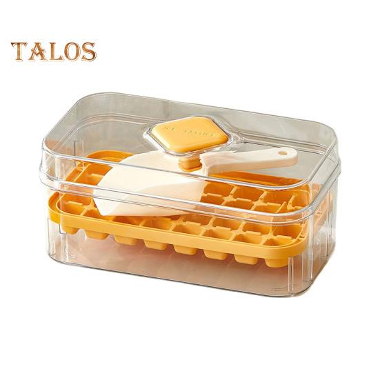 Форма для льда с лопаткой и контейнером, штабелируемая форма для льда для морозильника, легкосъемное силиконовое дно, дизайн с нажатием в одно касание, льдогенератор для напитков, кофе, коктейлей