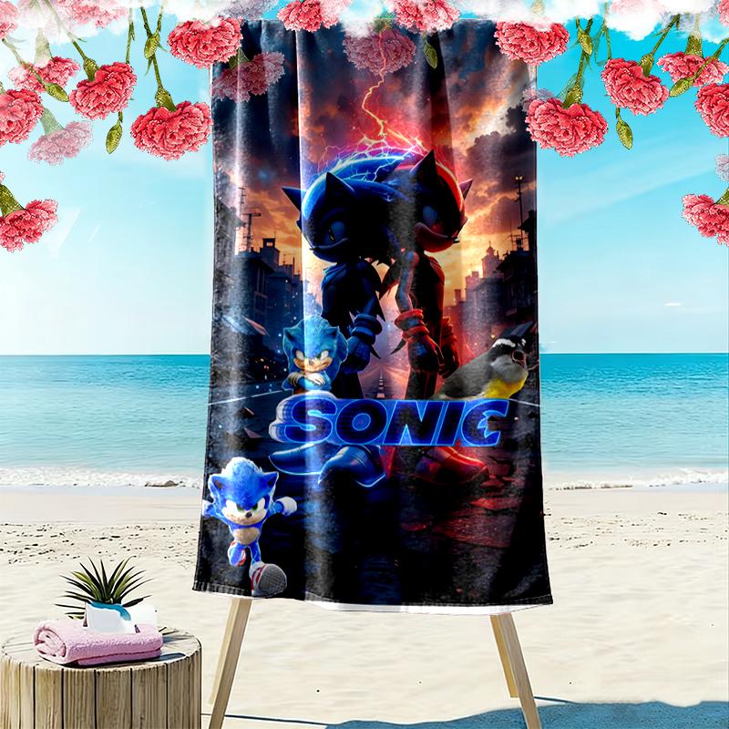1pc SONIC Beach Towel, Outdoor Activities Perfect Summer Travel Supplies, As A Gift for Festivals