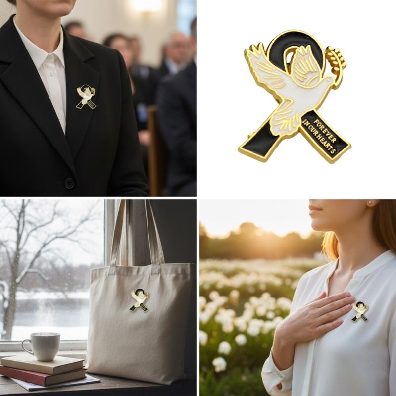 Брошь-значок 'Символ мира' с деталью в виде ленты, форма идеально подходит для свадеб, деловых встреч, повседневной носки