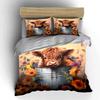 Highland Cow with Flowers Bedding Set Bedding set (1 duvet cover, 2 pillowcases, duvet not included)
