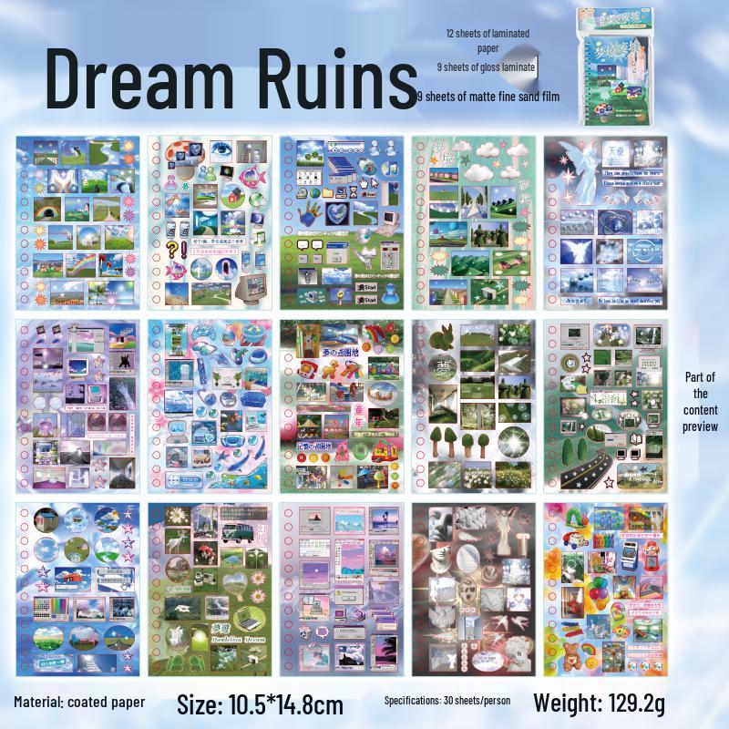 Коллажный стикербук в стиле Dream Core для дневников, чехлов для телефонов и декора