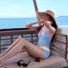 Premium Spice Style Vintage Plaid V-Neck Neck Split Bikini Sexy Small Breast Holiday Hot Spring Swimsuit