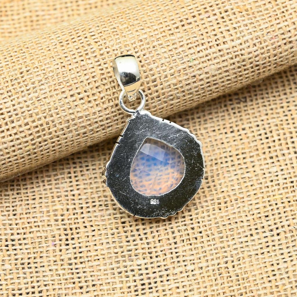 Ювелирный кулон ручной работы из стерлингового серебра 925 пробы с удивительным молочным опалом и драгоценным камнем
