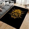 Golden Japanese Demon Mask Pattern Carpet with Black Background Suitable for use as an anti-slip for living room bedroom sofas