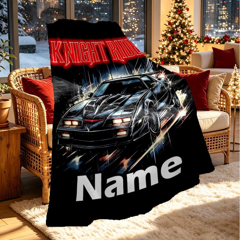 Custom Name Personalized Knight Rider Print Blanket, Home Decor, Bedroom, Sofa, Camping, Couch, Gifts for Birthday ChristmasEnthusiasts