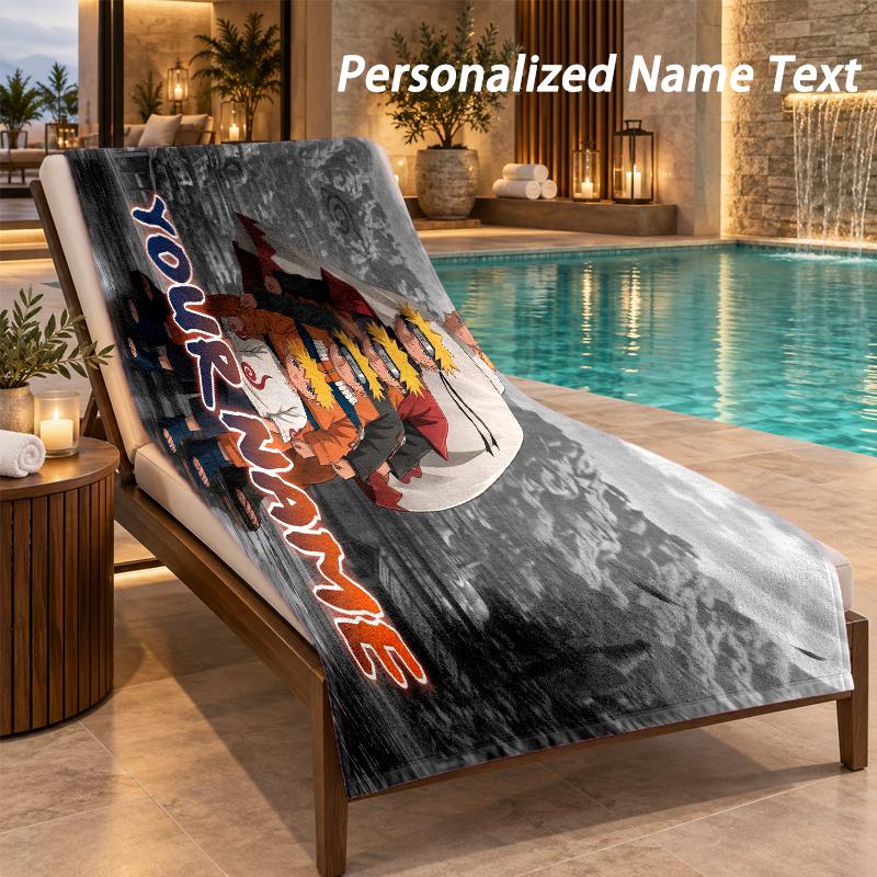 Naruto Custom Name Beach Towel Large Soft Towel for Indoor Bathroom Outdoor Beach