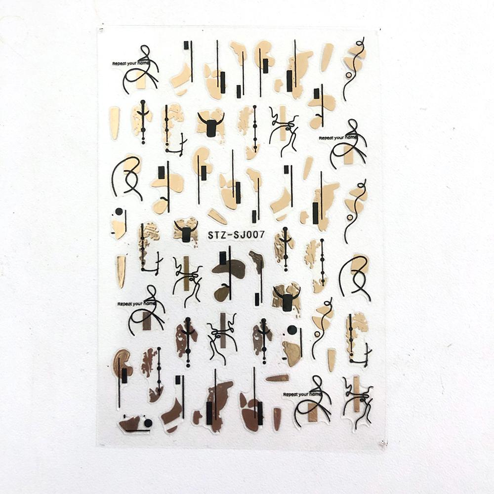 Abstract Line DIY Nail Stickers for Women Girls Nail Art Decorations Rose Gold Spring 3D Sliders for Manicure Nail Polish Decals