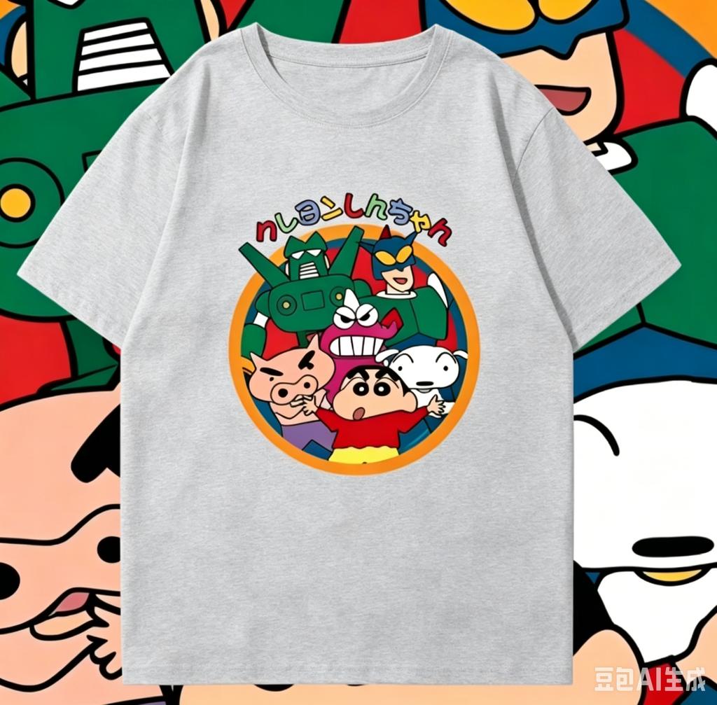 2026 Summer Crayon Shin Chan Comic Frame Print Cotton Oversized T Shirt Parent Child Y2K Casual Tops For Unisex And Unisex