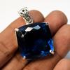 Blue Topaz Pendant Square Cushion 925 Sterling Silver Natural 124 Ct CERTIFIED my-481-sa