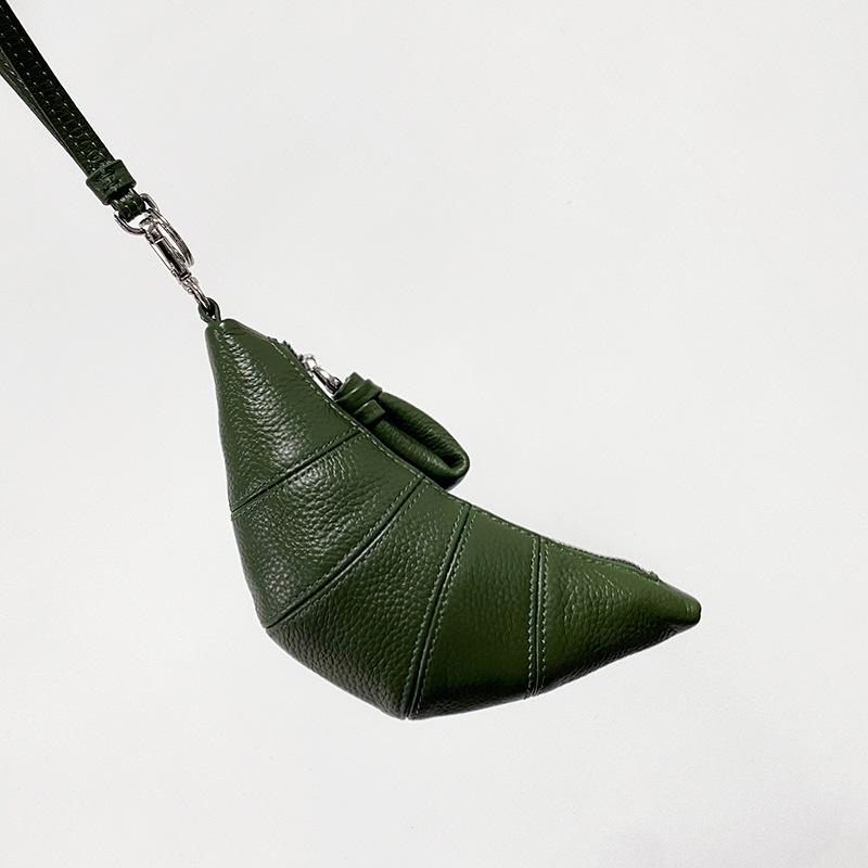 Мини-сумка-круассан из натуральной кожи LE для наушников и ключей - женская сумка-мессенджер из овечьей кожи.