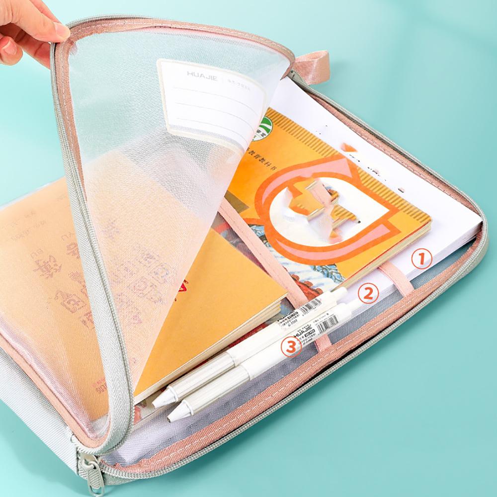 Сумка для хранения канцелярских принадлежностей формата А4, двухслойная сетчатая сумка на молнии, большая вместимость, школьные канцелярские принадлежности, органайзер, папки