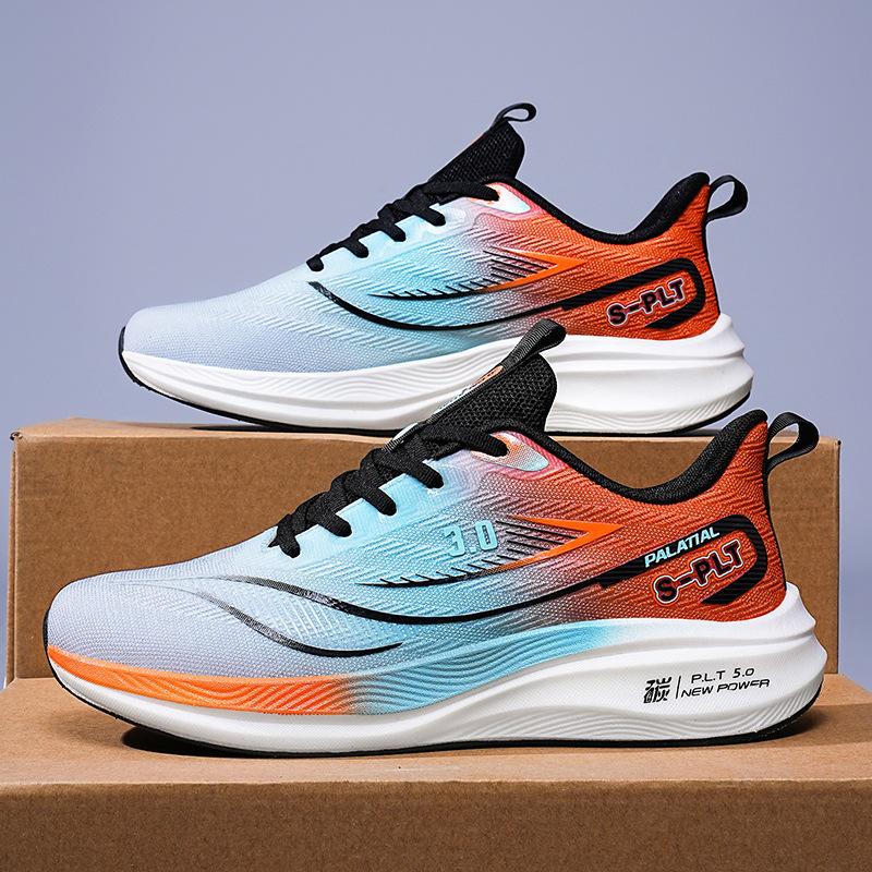 Guochao Full Palm Carbon Plate Youth Non-slip Wear-resistant Sports Shoes Male Students Youth Shock-absorbing Racing Running Shoes Tide