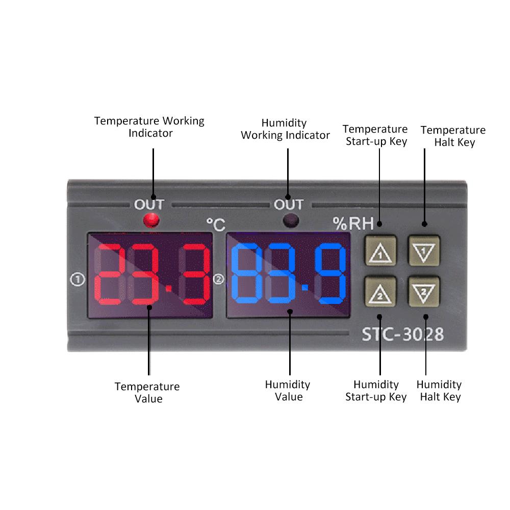 STC 3028 Digital Temperature Humidity Controller Meter Intelligent Thermostat Humidistat Thermometer Hygrometer for