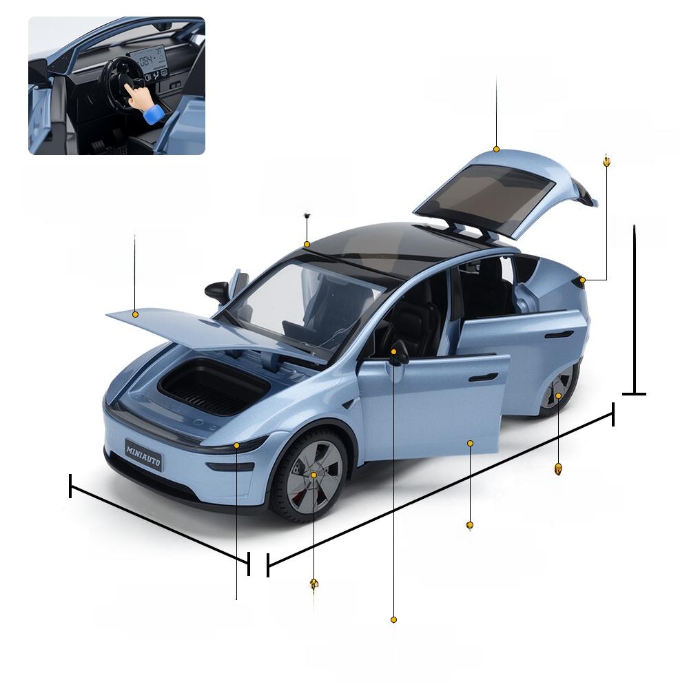 CJEY4 Tesla Model Y Car Model Toy 132 Alloy Simulation Sound And Light Interactive Collectible Sedan Car Decoration