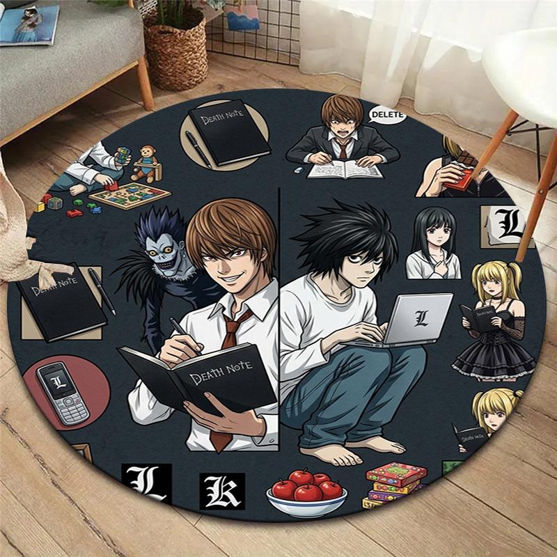 Death Note Round Area Rug Carpet Rug For Living Room Bedroom Sofa Playroom Decor Nonslip Floor Mat