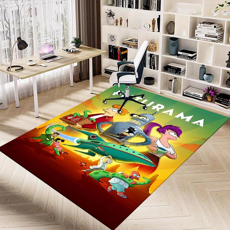 Futurama Robots Aliens Adventure Carpet For Playroom Bedroom Living Room Sofa Home Decorkids Game Area Rug Nonslip Floor Mat