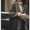 Wool Vintage Tweed British Casual Suit Jacket for Women