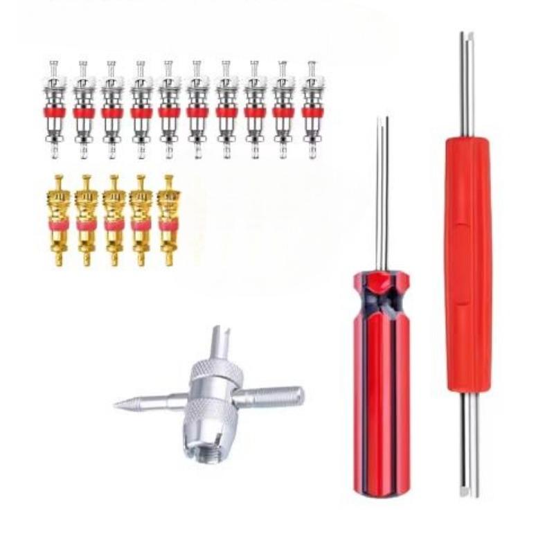 Набор из трех ключей для сердечников вентилей автомобильных шин, четыре в одном инструмента для ремонта, установки и разборки вентилей, ключ для электромобиля