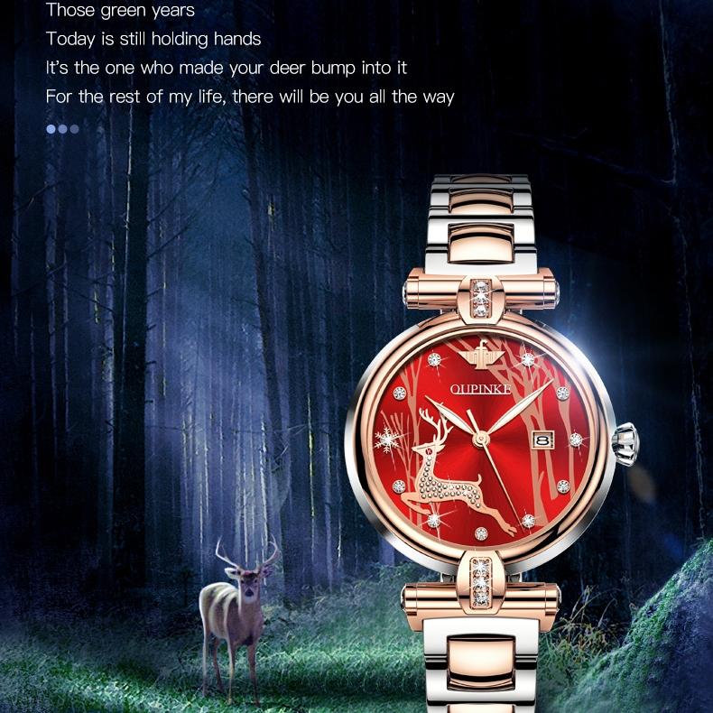 OUPINKE Часы Модный бренд Автоматические механические часы Водонепроницаемые женские часы