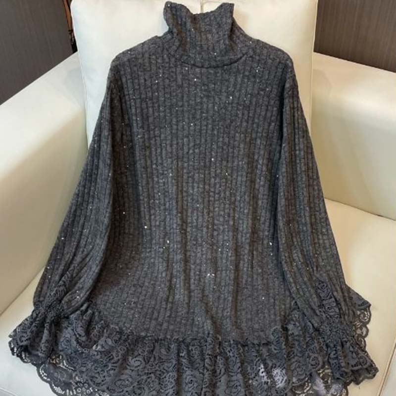 Женский свитер Осень Зима Утепленный Теплый Вязаный Эластичный С Длинным Рукавом Оверсайз Топы