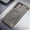 Роскошный чехол без оправы для беспроводной магнитной зарядки Magsafe для Samsung Galaxy S24 S23 Ultra из алюминиевого сплава, кожаный матовый чехол