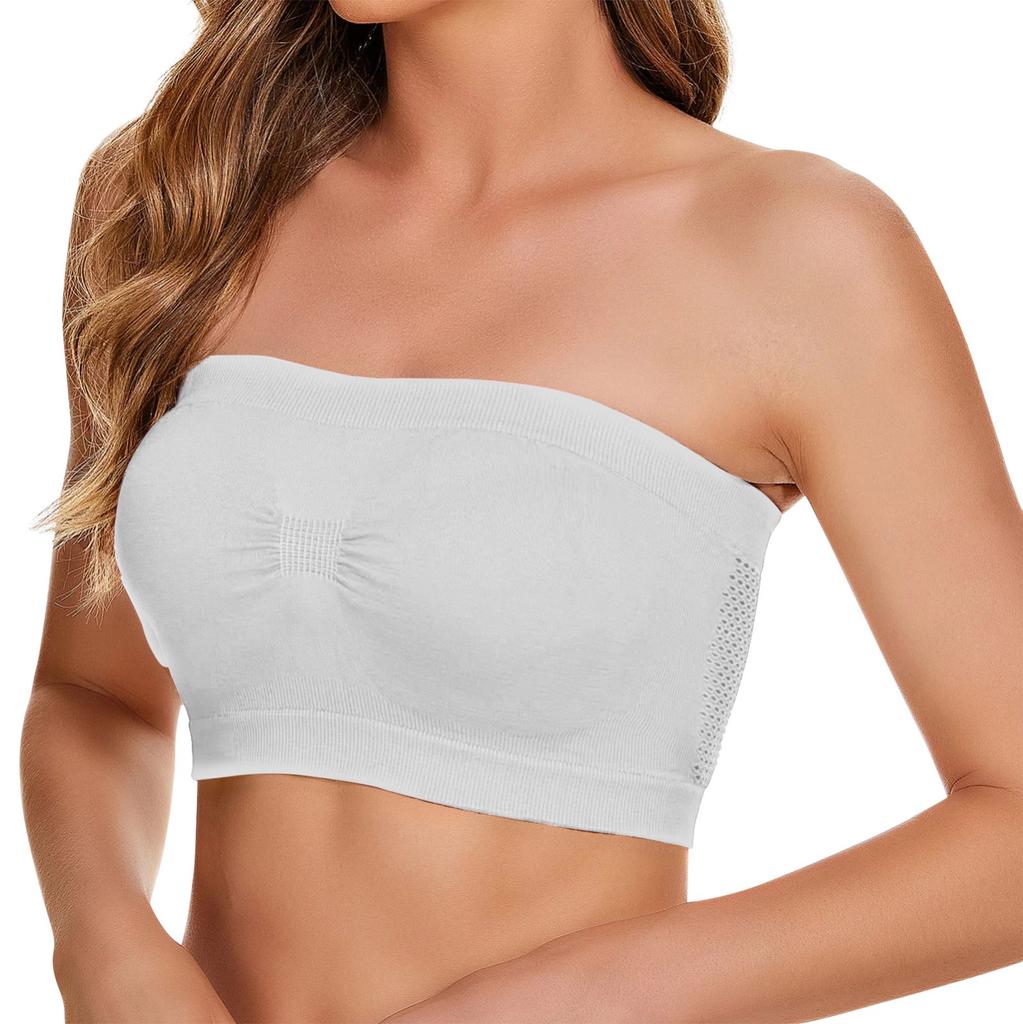 Women's Strapless Bra Solid Color Sexy Light And Thin Inner Tank Top Without Chest Pad, Steel Ring