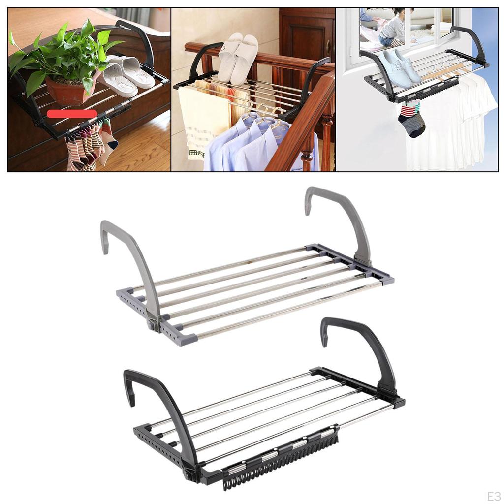 Balcony Clothes Drying Rack Adjustable 32x40cm Towel Holder Foldable for Over Door Radiator