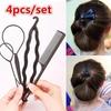 4 Pcs Headgear Disc Hair Set Style Hair Extension Pin Hairs Stick Pointed Tail Comb Disc Hairs Set Braiders Styling Tools