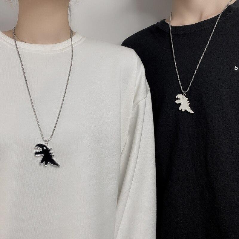 RUI RUI YU Cute Dinosaur Couple Necklace Lovers Paired Pendants Friends Neck Chain Hiphop Punk Collar for Men Women Jewelry