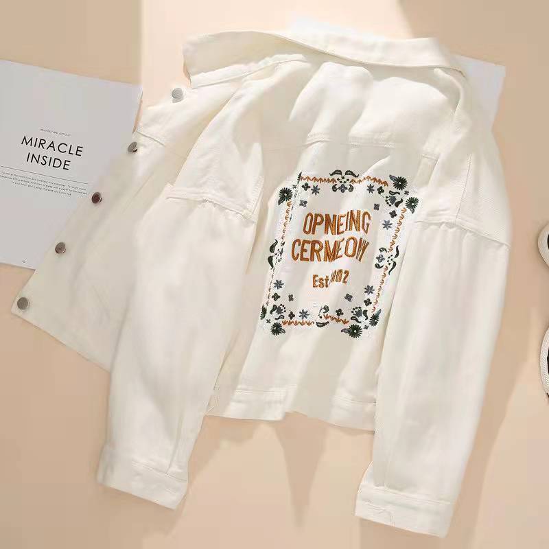 Свободная джинсовая куртка ярких цветов для женщин, осеннее повседневное пальто-кардиган