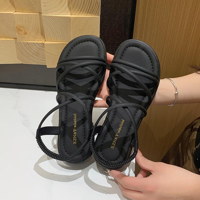 This Year, Temperament Sandals Women's Feet with New Popular 2025 Summer Versatile Models Are Not Tired of Skirts Roman Sandals Flat Bottom