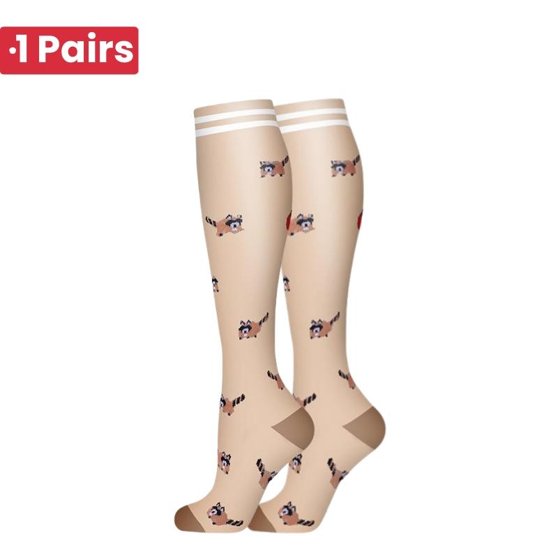 1 Pair Cute Cat Compression Socks Knee High 20-30 Mmhg Fit Medical Edema Diabetes Varicose Veins Running Sports Socks