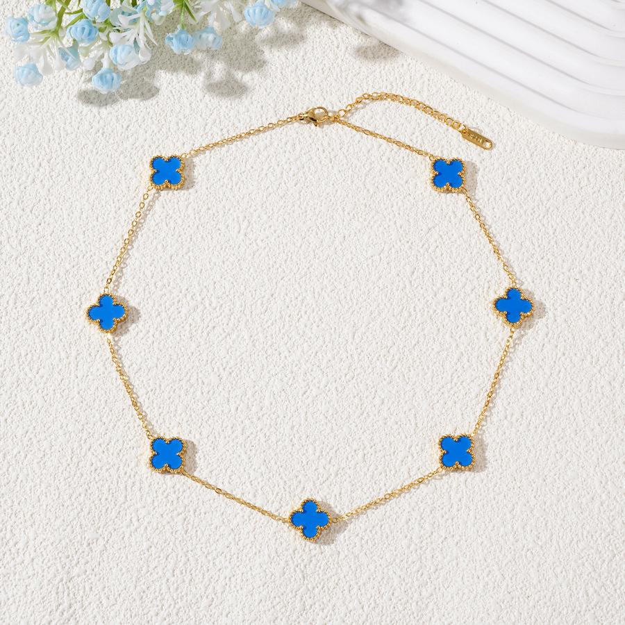 7 цветов 13 мм Двусторонняя титановая сталь Четырехлистный клевер Ожерелье Не теряет цвет 18k Легкая роскошь Женское ожерелье