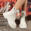 Модная зимняя женская платформа, удобная обувь для ходьбы, противоскользящие плюшевые ботильоны на шнуровке и молнии, 2025 Zapatos De Mujer