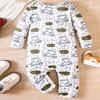 Infant Baby Golf Pattern Print Romper Casual Long Sleeve Jumpsuit