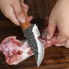 High Hardness Boning Knife Hand-forged Serrated Meat Cutting Fish Scale-scraping Machete Fruit and Vegetable Slicing Kitchen Knife with Cover