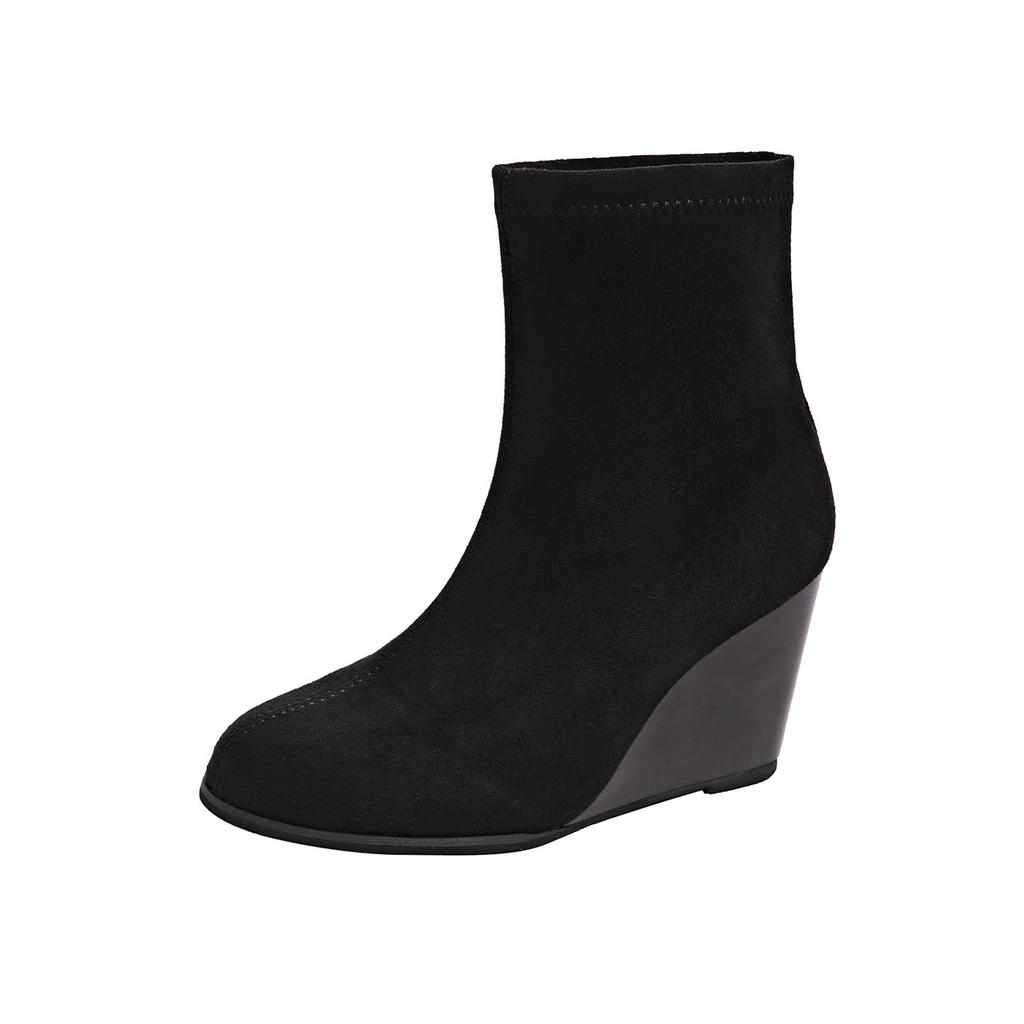 2024 Autumn and Winter New Wedge Heel Short Boots Retro Martin Boots Chelsea Boots Large Size Women's Boots