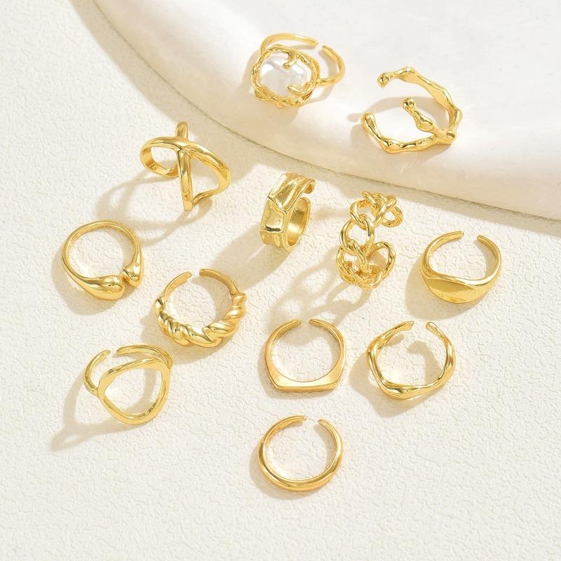 New Niche Design Metal Piece Set Ring Set Adjustable Joint Ring Plain Ring Jewelry Women