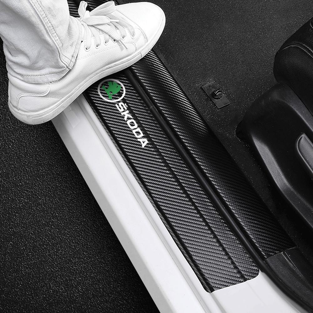 For Skoda Scala Car Door Sill Protector Stickers Waterproof Wear-Resistant Accessory For Skoda Rapid Octavia A5 RS Kodiaq Fabia A7 Kamiq Karoq