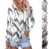 Women's Spring And Fashion Casual Printed Zipper V-Neck Long Sleeve Shirt Tops