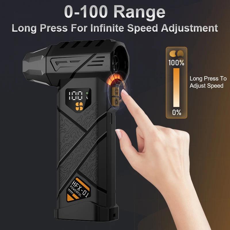 580000 RPM powerful turbo blower cordless dust collector high-speed brushless motor 380g blowing force with power bank function