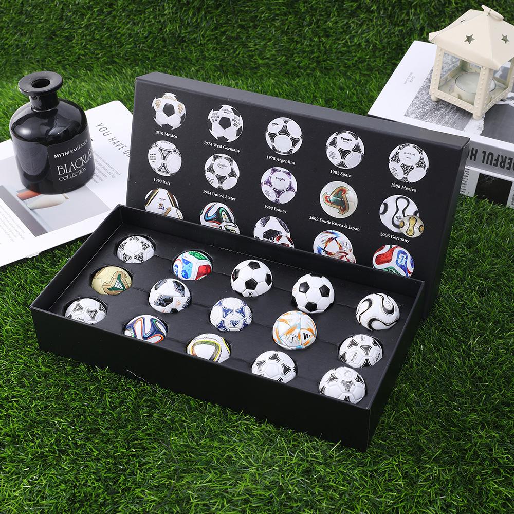 Mini Soccer Ball Model World Cup Souvenir Gift Set Simulation Toy Fan Gift Various Soccer Decor less